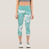 Funky Retro Cool Moderne Blume Art Pattern Capri Leggings (Vorderseite)