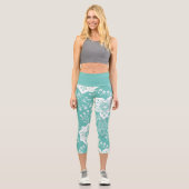 Funky Retro Cool Moderne Blume Art Pattern Capri Leggings (Vorderseite)