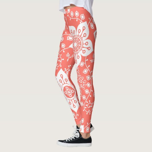 Funky Retro Cool Moderne Blume Art Pattern Leggings (Links)