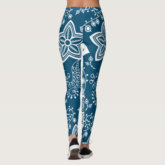 Funky Retro Cool Moderne Blume Art Pattern Leggings (Rückseite)