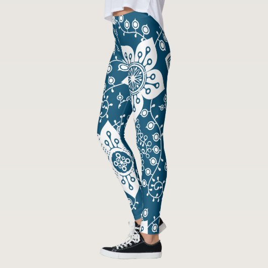 Funky Retro Cool Moderne Blume Art Pattern Leggings (Links)