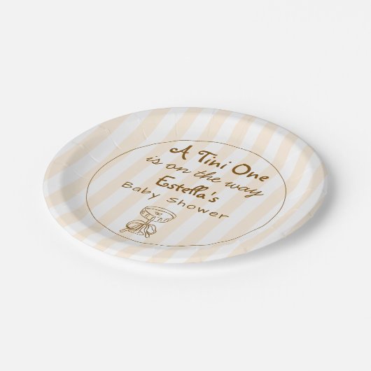 Funky Retro Doodle Espresso Martini Babydusche Pappteller (Schrägansicht)