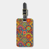 Funky Retro Farbige Mandala-Muster Gepäckanhänger (Vorderseite vertikal)