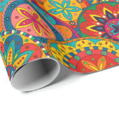 Funky Retro Farbige Mandala-Muster Geschenkpapier (Rolleneckpunkt)