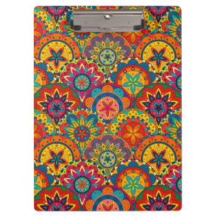 Funky Retro Farbige Mandala-Muster Klemmbrett