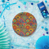 Funky Retro Farbige Mandala Muster Pappteller (Party)