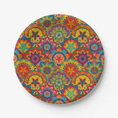 Funky Retro Farbige Mandala Muster Pappteller (Vorderseite)