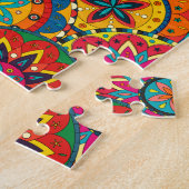 Funky Retro Farbige Mandala Muster Puzzle (Seite)