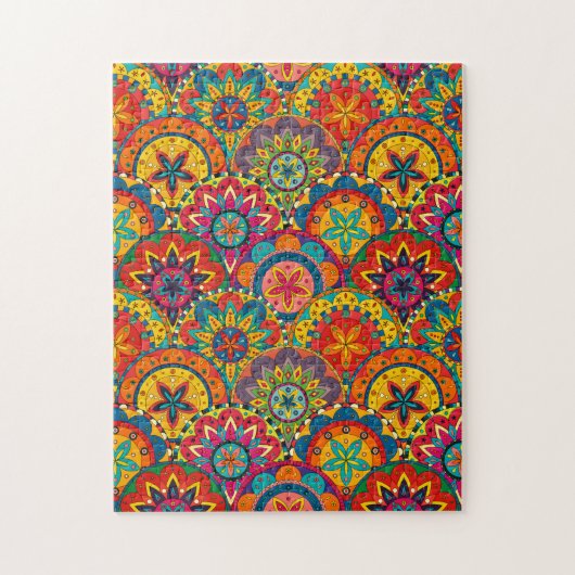 Funky Retro Farbige Mandala Muster Puzzle (Vertikal)