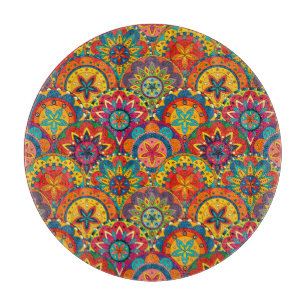 Funky Retro Farbige Mandala Muster Schneidebrett