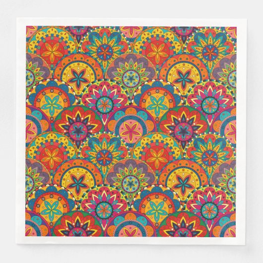 Funky Retro Farbige Mandala Muster Serviette (Vorderseite)