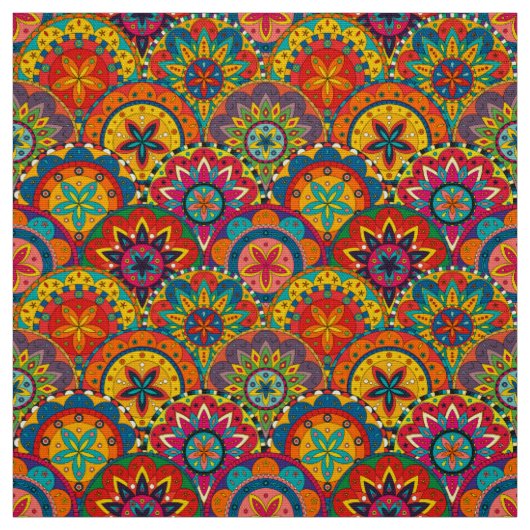 Funky Retro Farbige Mandala-Muster Stoff (Muster)