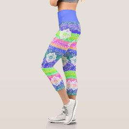 Funky Retro floral auf schicken Coolen Streifen Mu Capri Leggings