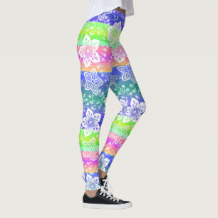 Funky Retro floral auf schicken Coolen Streifen Mu Leggings