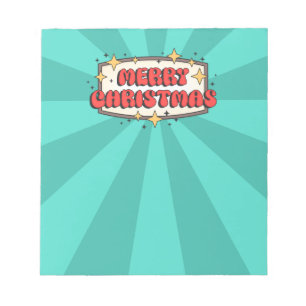 Funky Retro frohe Weihnachten Gruß Text Notizblock