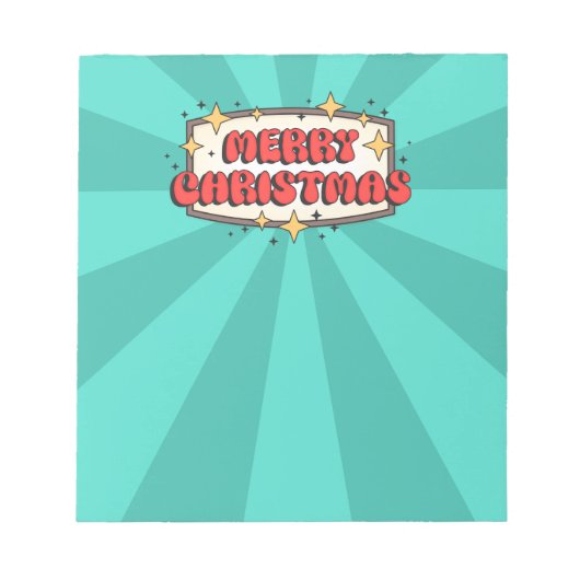 Funky Retro frohe Weihnachten Gruß Text Notizblock (Vorderseite)