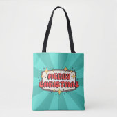 Funky Retro frohe Weihnachten Gruß Text Tasche (Vorderseite)