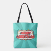 Funky Retro frohe Weihnachten Gruß Text Tasche (Rückseite)