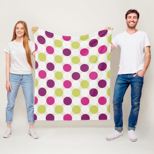 Funky Retro Green and Purple Dots Fleecedecke (Beispiel)