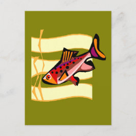 Funky Retro Green und Red Tropical Fish Postkarte