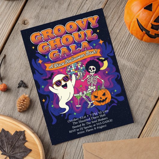 Funky Retro Groovy Ghoul Gala Disco Halloween  Einladung