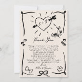 Funky Retro Hand Drawn Blac Wedding Danke Karte (Vorderseite)
