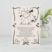 Funky Retro Hand Drawn Blac Wedding Danke Karte (Stehend Vorderseite)