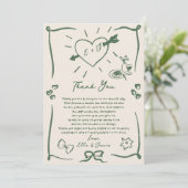 Funky Retro Hand Drawn Gree Wedding Danke Karte (Stehend Vorderseite)