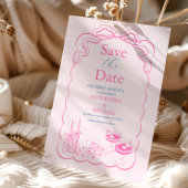 Funky Retro Hand gezeichnete Champagner Tower Wedd Save The Date