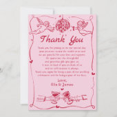 Funky Retro Hand gezeichnete Hochzeit Danke Karte (Vorderseite)