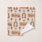 Funky Retro Handtuch Braun & Blush Groovy Design Badhandtuch Set (Waschlappen)