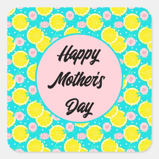 Funky retro hell Zitrusfrüchte Muttertag Quadratischer Aufkleber (Vorderseite)