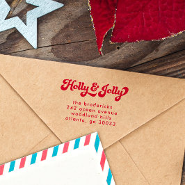 Funky Retro Holly Jolly Rücksendeadresse Permastempel