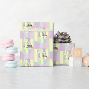 Funky Retro Kubismus Storch Lieferung Babyparty Geschenkpapier