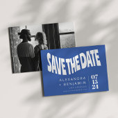 Funky Retro Mod Einzigartiges Foto Bright Blue Cus Save The Date