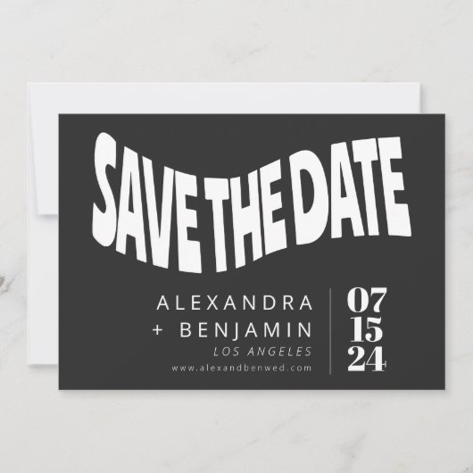 Funky Retro Mod Einzigartiges Schwarzweiß-Foto Save The Date (Vorderseite)