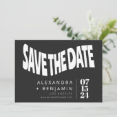 Funky Retro Mod Einzigartiges Schwarzweiß-Foto Save The Date (Stehend Vorderseite)
