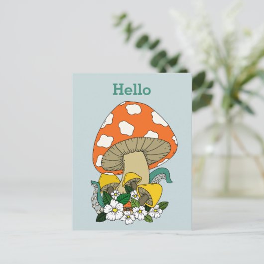 Funky Retro Mushroom Postkarte (Stehend Vorderseite)