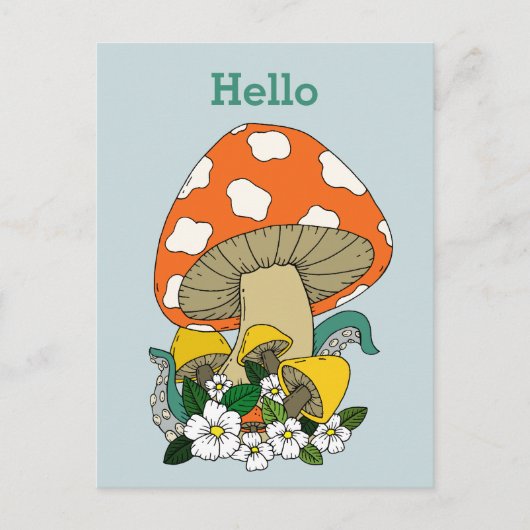 Funky Retro Mushroom Postkarte (Vorderseite)