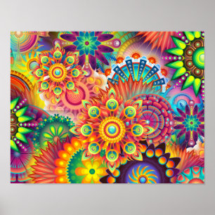 Funky Retro-Muster abstrakt Bohemian Poster