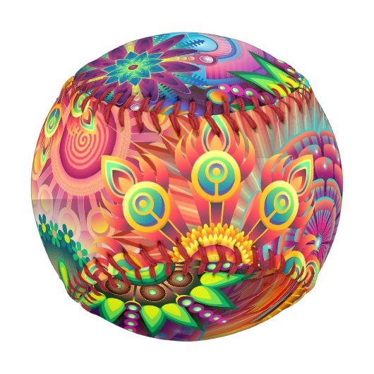 Funky Retro Muster Abstrakt Bohemisch Baseball (Vorderseite)