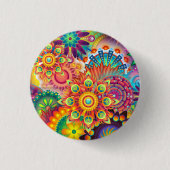 Funky Retro Muster Abstrakt Bohemisch Button (Vorderseite)