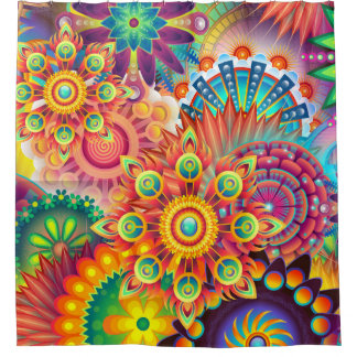 Funky Retro Muster Abstrakt Bohemisch Duschvorhang