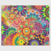 Funky Retro Muster Abstrakt Bohemisch Geschenkpapier (Flach)