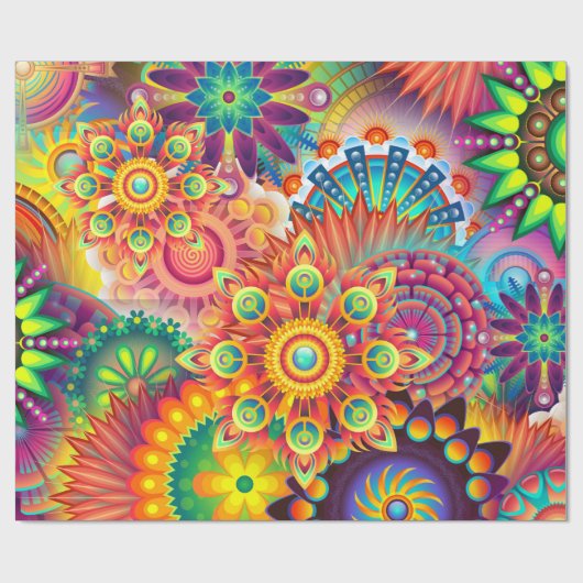 Funky Retro Muster Abstrakt Bohemisch Geschenkpapier (Flach)