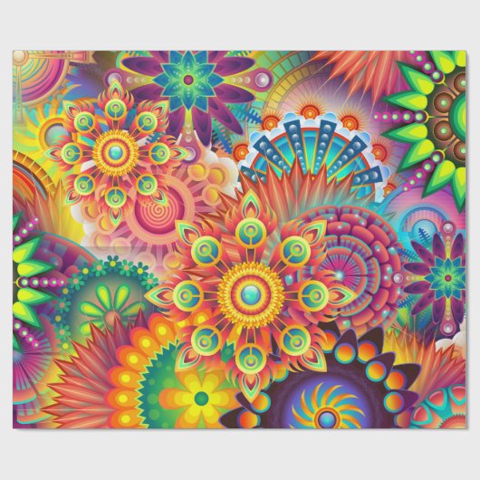 Funky Retro Muster Abstrakt Bohemisch Geschenkpapier (Flach)