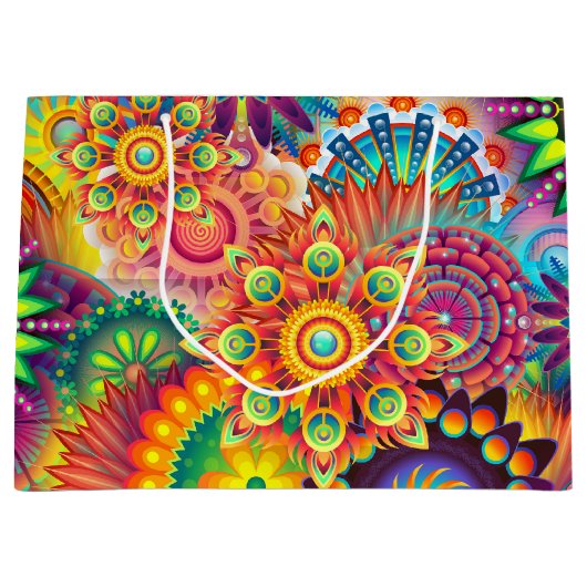 Funky Retro Muster Abstrakt Bohemisch Große Geschenktüte (Vorderseite)