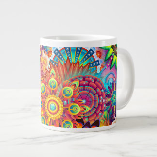 Funky Retro Muster Abstrakt Bohemisch Jumbo-Tasse