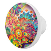 Funky Retro Muster Abstrakt Bohemisch Keramikknauf (Rechts)