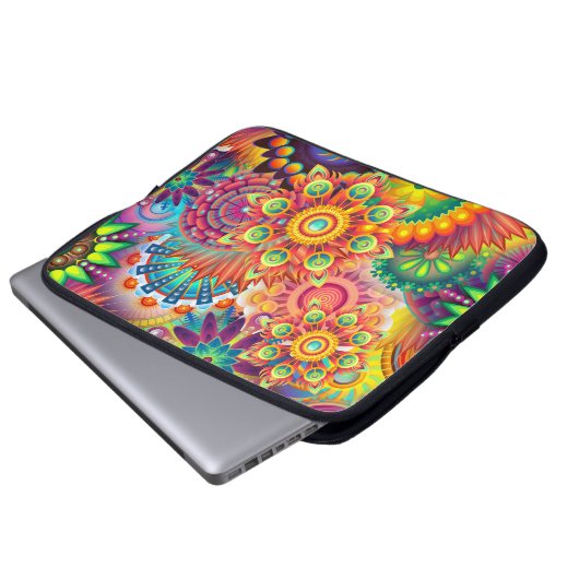 Funky Retro Muster Abstrakt Bohemisch Laptopschutzhülle (Vorne Knopf)